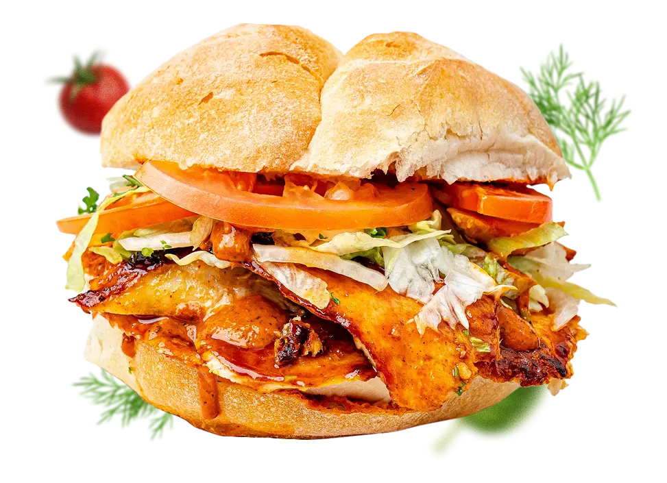 Sandwich taouk traditionnel du Liban garni de poulet mariné et de légumes